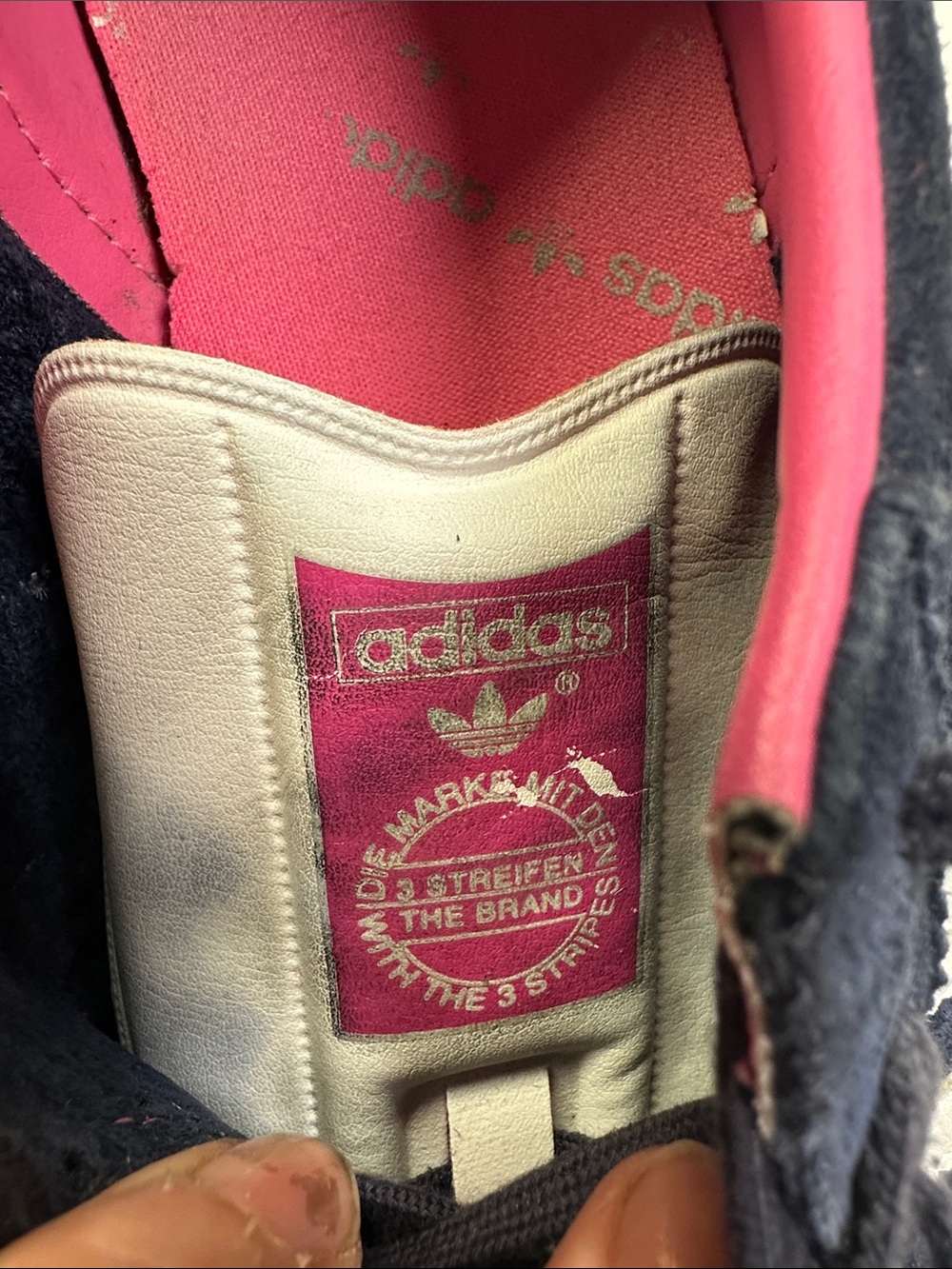 Adidas Gazelle Low Top Lace Up Sneakers, Navy Suede, White & Pink, Women's 9 - Picture 9 of 10